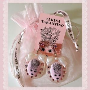 Tarina Tarantino Light Pink Bow W/ Crystal Earring